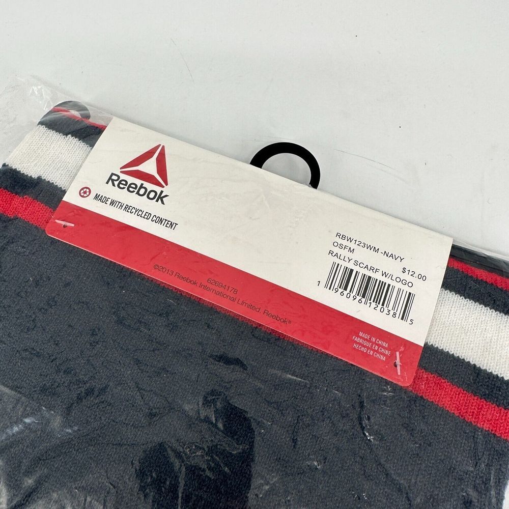 Reebok Rally Scarf Red White Blue Navy Logo NEW Winter Wrap Around One Size OSFM - Picture 5 of 6